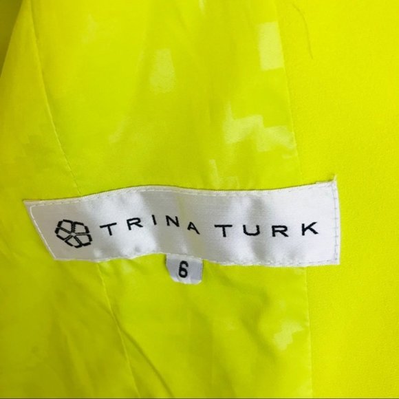 SOLD- Trina Turk Bright Citron Yellow Ruffle Blazer - Picture 9 of 9